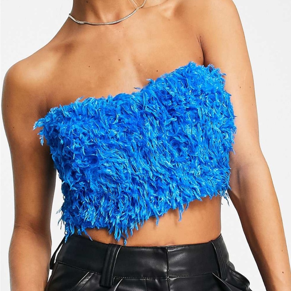 ASOS Blue Feather Crop Top